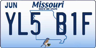 MO license plate YL5B1F