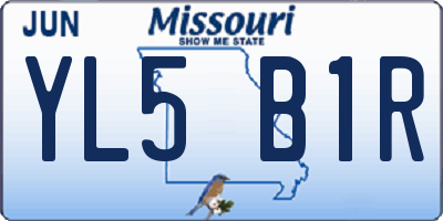 MO license plate YL5B1R