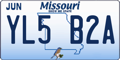 MO license plate YL5B2A