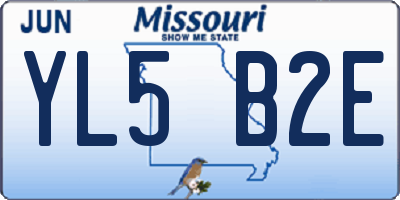 MO license plate YL5B2E