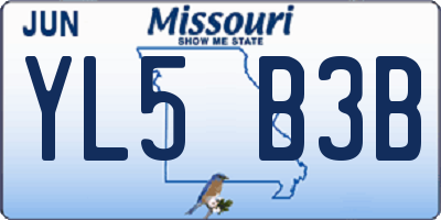 MO license plate YL5B3B