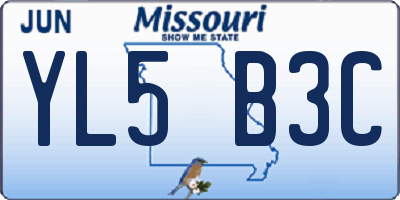 MO license plate YL5B3C