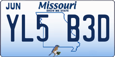 MO license plate YL5B3D
