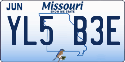 MO license plate YL5B3E