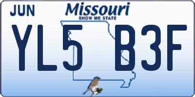 MO license plate YL5B3F