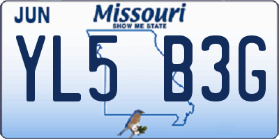 MO license plate YL5B3G