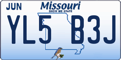 MO license plate YL5B3J
