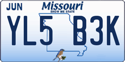 MO license plate YL5B3K
