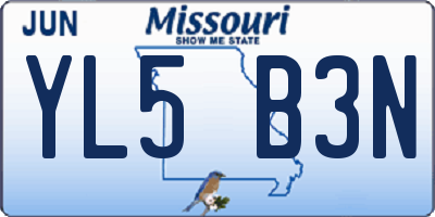 MO license plate YL5B3N