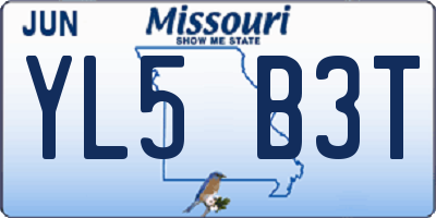 MO license plate YL5B3T