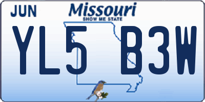 MO license plate YL5B3W