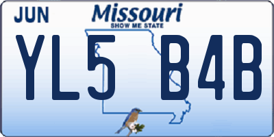 MO license plate YL5B4B