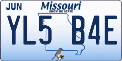 MO license plate YL5B4E