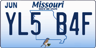 MO license plate YL5B4F