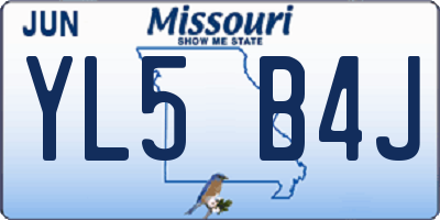 MO license plate YL5B4J