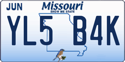 MO license plate YL5B4K