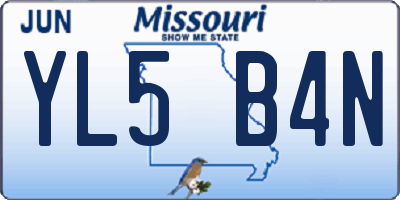 MO license plate YL5B4N