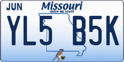 MO license plate YL5B5K