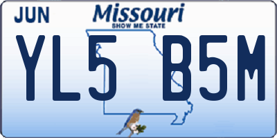 MO license plate YL5B5M