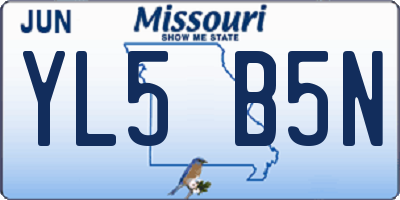 MO license plate YL5B5N