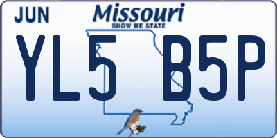 MO license plate YL5B5P