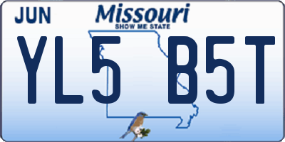 MO license plate YL5B5T