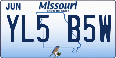 MO license plate YL5B5W