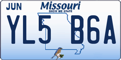 MO license plate YL5B6A