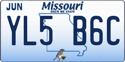 MO license plate YL5B6C