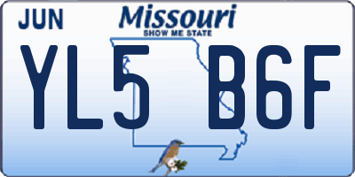 MO license plate YL5B6F