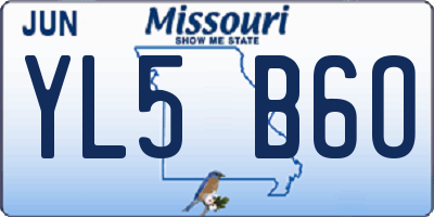 MO license plate YL5B6O