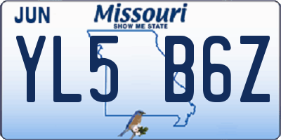 MO license plate YL5B6Z