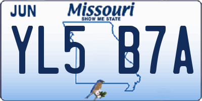 MO license plate YL5B7A