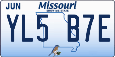 MO license plate YL5B7E