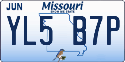 MO license plate YL5B7P