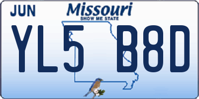 MO license plate YL5B8D