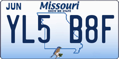 MO license plate YL5B8F