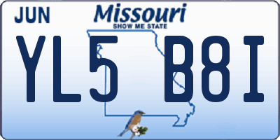 MO license plate YL5B8I