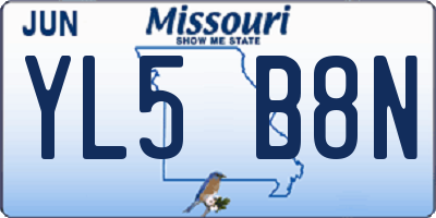 MO license plate YL5B8N