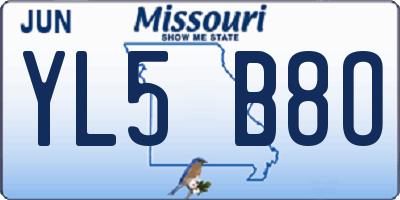 MO license plate YL5B8O