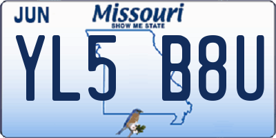 MO license plate YL5B8U