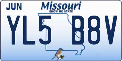 MO license plate YL5B8V