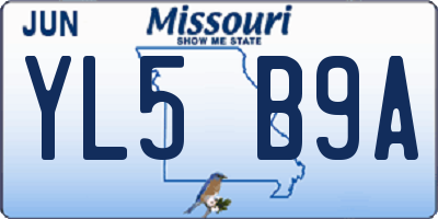 MO license plate YL5B9A