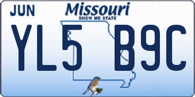 MO license plate YL5B9C