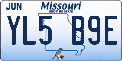 MO license plate YL5B9E