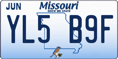 MO license plate YL5B9F