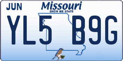 MO license plate YL5B9G