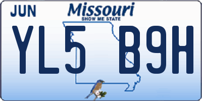 MO license plate YL5B9H