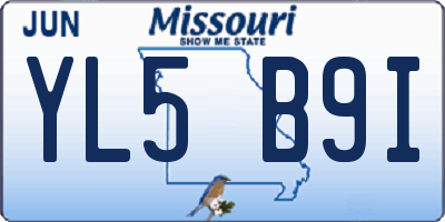 MO license plate YL5B9I