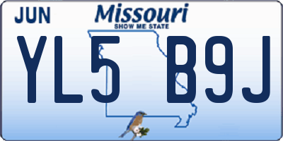 MO license plate YL5B9J